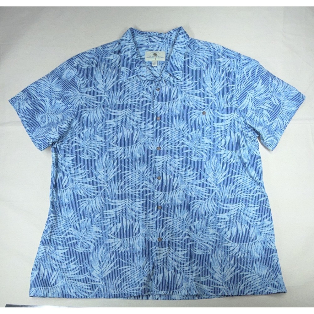Island Shores Men's‎ 2XL Blue Tropical Floral Hawaiian SS Button-Up